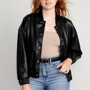 Old Navy Women’s Faux Leather Bomber Jacket sz PXL